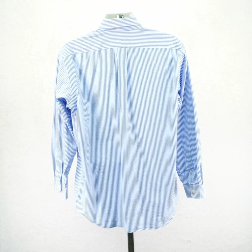 Paul Fredrick Blue White Finest 80's Ply Cotton Broadcloth Button Down -17.5/36-